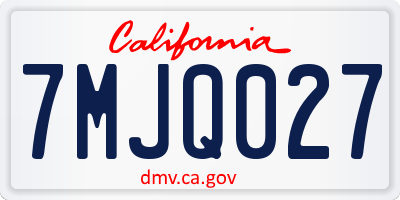 CA license plate 7MJQ027