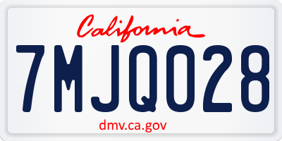 CA license plate 7MJQ028