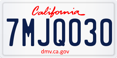 CA license plate 7MJQ030