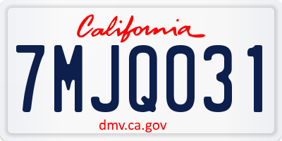 CA license plate 7MJQ031