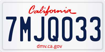 CA license plate 7MJQ033