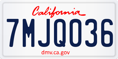 CA license plate 7MJQ036