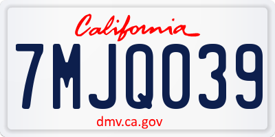 CA license plate 7MJQ039