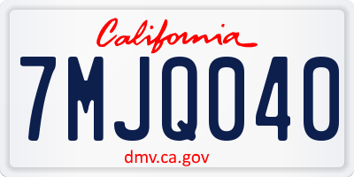 CA license plate 7MJQ040