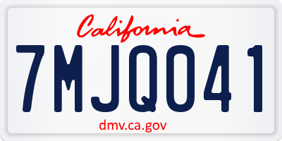 CA license plate 7MJQ041