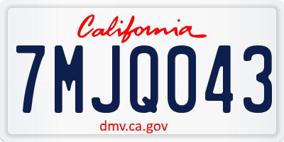 CA license plate 7MJQ043