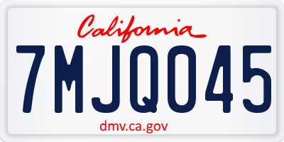 CA license plate 7MJQ045