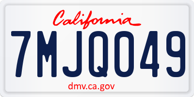 CA license plate 7MJQ049