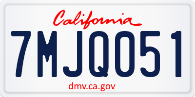 CA license plate 7MJQ051