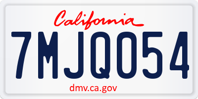 CA license plate 7MJQ054