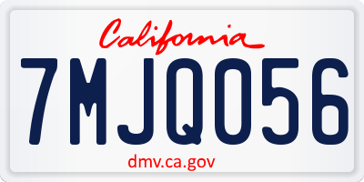 CA license plate 7MJQ056