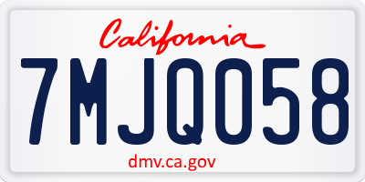 CA license plate 7MJQ058