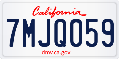 CA license plate 7MJQ059