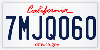 CA license plate 7MJQ060