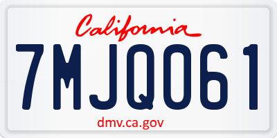 CA license plate 7MJQ061