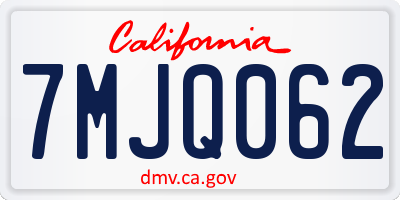 CA license plate 7MJQ062