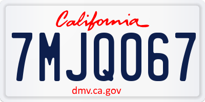 CA license plate 7MJQ067