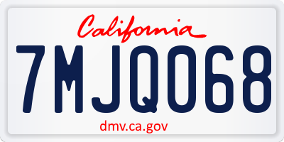 CA license plate 7MJQ068