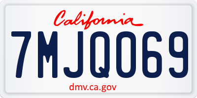 CA license plate 7MJQ069