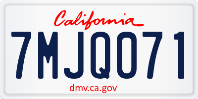 CA license plate 7MJQ071