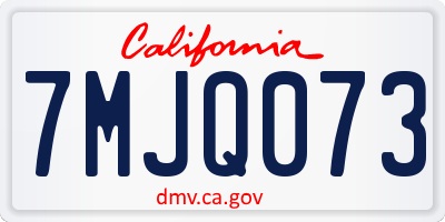 CA license plate 7MJQ073