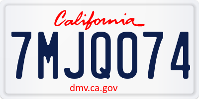 CA license plate 7MJQ074