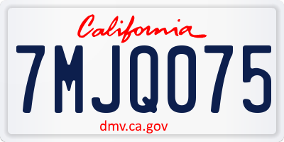 CA license plate 7MJQ075