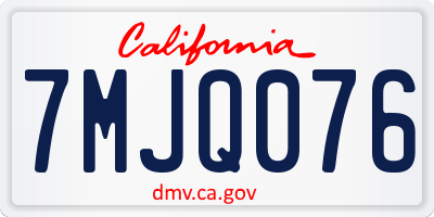 CA license plate 7MJQ076