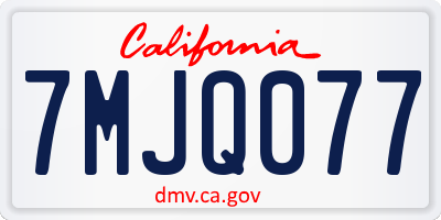 CA license plate 7MJQ077