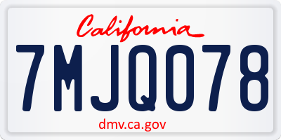 CA license plate 7MJQ078