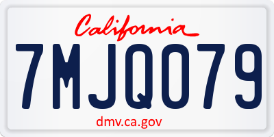 CA license plate 7MJQ079