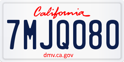 CA license plate 7MJQ080