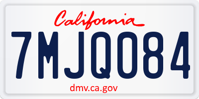 CA license plate 7MJQ084