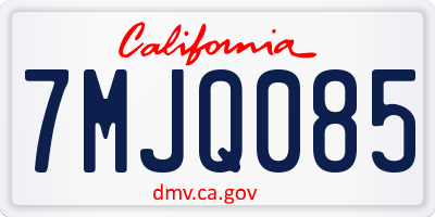 CA license plate 7MJQ085