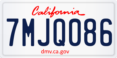 CA license plate 7MJQ086
