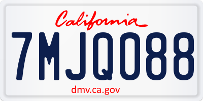 CA license plate 7MJQ088