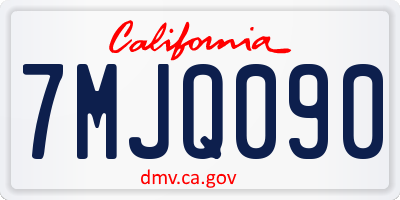 CA license plate 7MJQ090