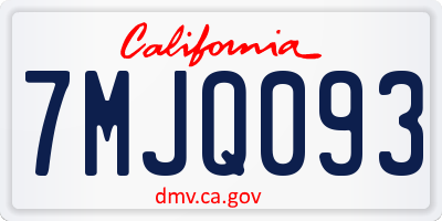 CA license plate 7MJQ093