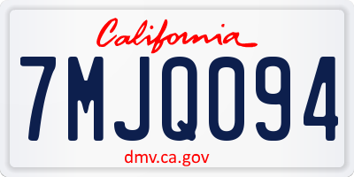 CA license plate 7MJQ094