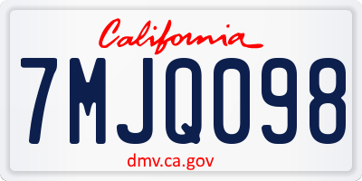 CA license plate 7MJQ098
