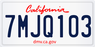 CA license plate 7MJQ103