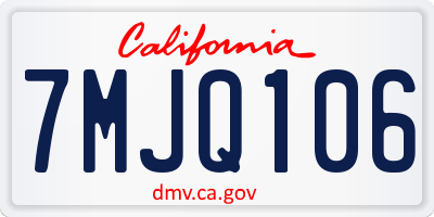 CA license plate 7MJQ106