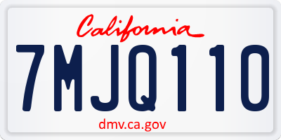 CA license plate 7MJQ110