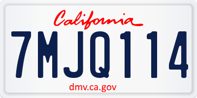 CA license plate 7MJQ114