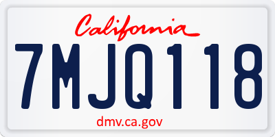 CA license plate 7MJQ118