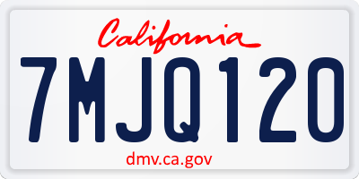 CA license plate 7MJQ120