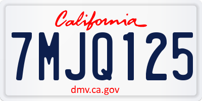CA license plate 7MJQ125