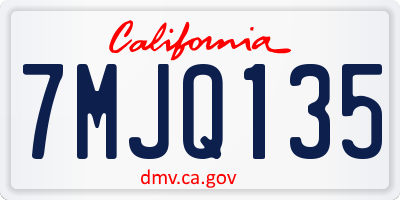 CA license plate 7MJQ135