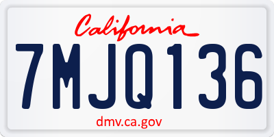 CA license plate 7MJQ136