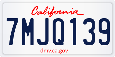 CA license plate 7MJQ139